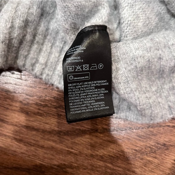 h&m gray fuzzy off shoulder fold over christmas sweater - Picture 7 of 7